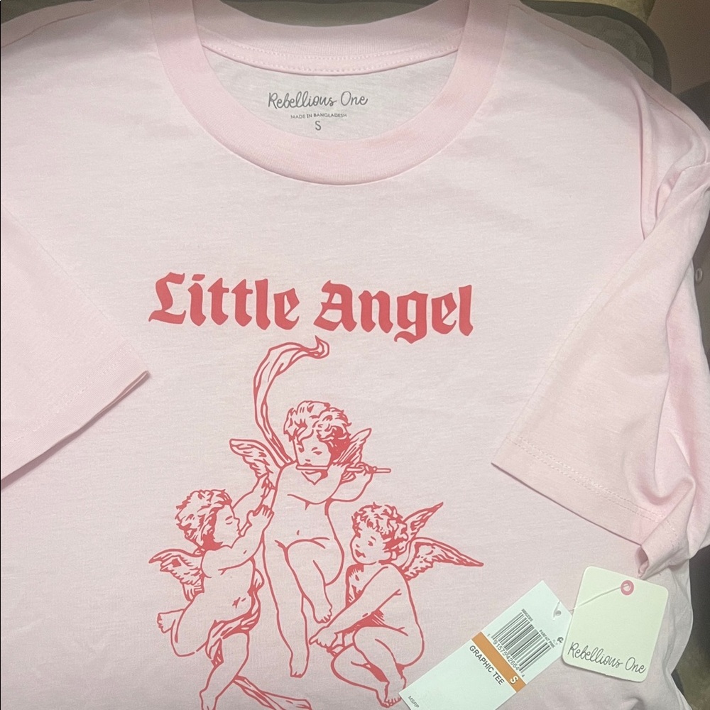 Rebellious One Light Pink Angel Graphic Tee